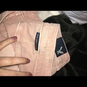 Light pink skinny ankle crop jean